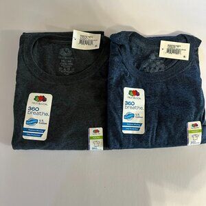 Fruit of the Loom New Men’s Pocket SS T-Shirt Size 2XL Heather Color Black/Blue